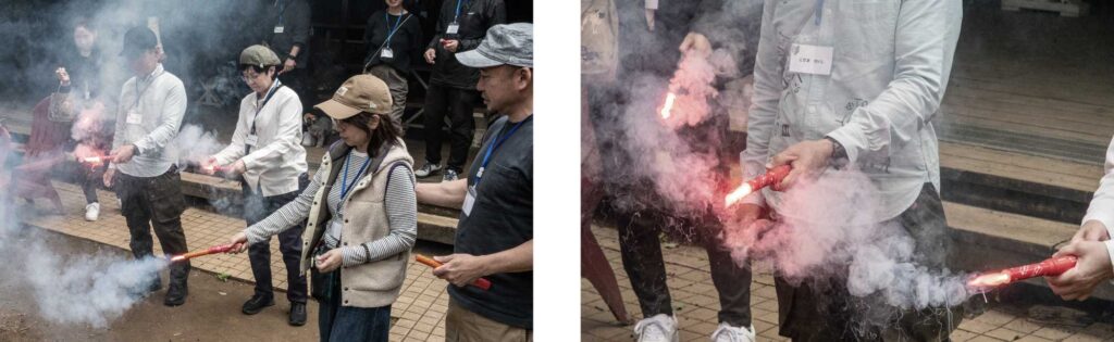 発煙筒の使い方ワークショップ