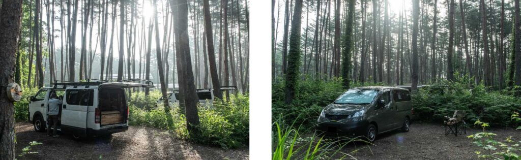 車中泊キャンプサイトの朝 FOLKWOOD VILLAGE八ヶ岳