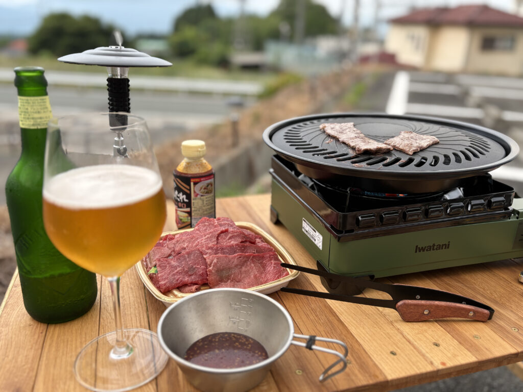 RVパークで焼肉とビール